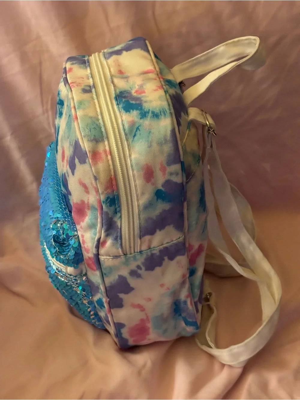 No Boundaries Sequin Front Pocket Backpack in Aqua Blue Tie-Dye